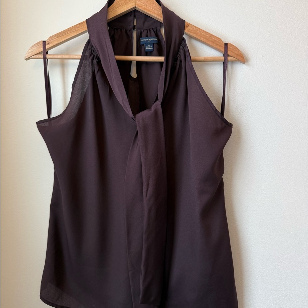 Banana Republic Deep Wine Burgundy Halter Blouse with tie neck M